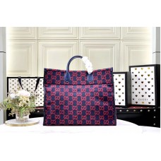 Gucci 598169 GG wool tote Bags in Blue and red GG wool