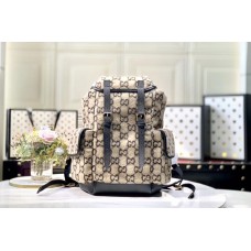 Gucci 598184 Small GG wool backpack in Beige and ebony GG wool