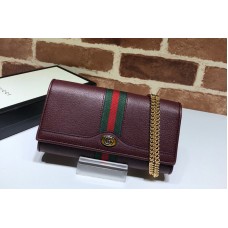 Gucci 546592 Ophidia GG chain wallet in Burgundy Leather