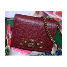 Gucci 570660 Zumi grainy leather card case wallet in Burgundy Grainy leather