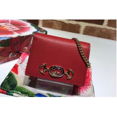 Gucci 570660 Zumi grainy leather card case wallet in Red Grainy leather