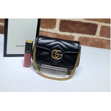 Gucci 575161 GG Marmont mini coins bag in black Leather