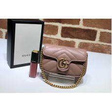 Gucci 575161 GG Marmont mini coins bag in Pink Leather