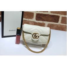 Gucci 575161 GG Marmont mini coins bag in White Leather