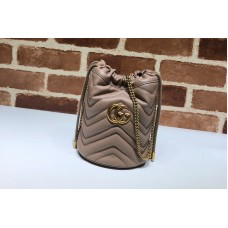 Gucci 575163 GG Marmont mini bucket bag in Dusty pink chevron leather