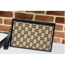 Gucci 597627 GG wool pouch in Beige and Black GG wool