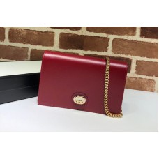 Gucci 598549 Leather chain card case wallet in Red textured leather