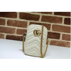 Gucci 598597 GG Marmont mini bag in White matelasse chevron leather