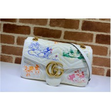 Gucci 443496 Online Exclusive Disney x Gucci GG Marmont medium shoulder bag in White Leather