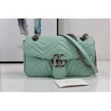 Gucci 443497 GG Marmont small shoulder bag in Pastel green matelasse chevron leather