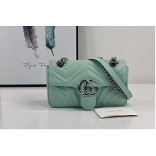 Gucci 446744 GG Marmont mini bag in Pastel green matelasse chevron leather