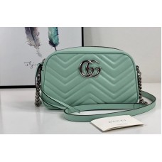 Gucci 447632 GG Marmont small shoulder bag in Pastel green matelasse chevron leather