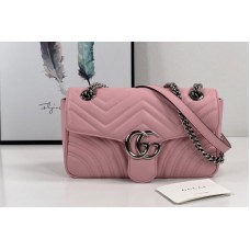 Gucci 443497 GG Marmont small shoulder bag in Pastel Pink matelasse chevron leather with heart