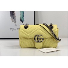 Gucci 446744 GG Marmont mini bag in Pastel Yellow matelasse chevron leather with heart