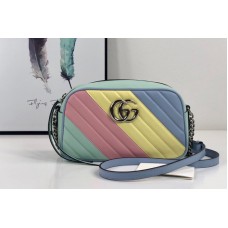 Gucci 447632 GG Marmont small shoulder bag in Multicolored pastel diagonal matelassé leather