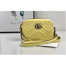 Gucci 448065 GG Marmont matelasse mini bag in Pastel Yellow matelasse chevron leather with GG