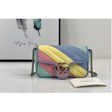 Gucci 476433 GG Marmont super mini bag in Multicolored pastel diagonal matelasse leather