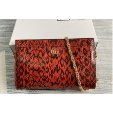 Gucci 5038777 Ophidia small snakeskin shoulder bag in Hibiscus red snakeskin