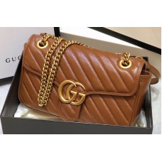 Gucci 443497 GG Marmont small matelassé shoulder bag in Brown diagonal matelassé leather