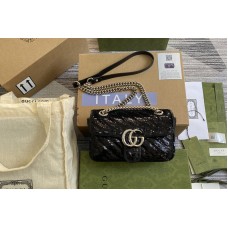 Gucci 446744 GG Marmont mini sequin shoulder bag in Black silk