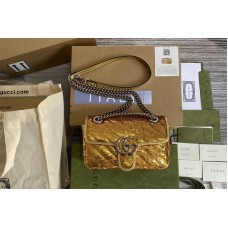 Gucci 446744 GG Marmont mini sequin shoulder bag in Gold silk