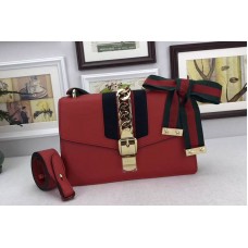 Gucci 421882 Sylvie Leather Shoulder Bag Red