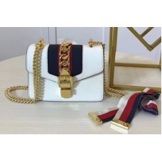 Gucci 431666 Sylvie Leather mini Chain Bag White