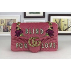 Gucci 443496 Blind For Love GG Marmont Embroidered Velvet Bags Pink