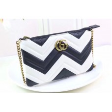 Gucci 443447 GG Marmont mini chain bags Black/White