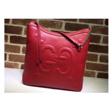 Gucci 453562 Embossed GG Leather Hobo Bags Red