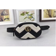 Gucci 476434 GG Marmont Matelasse Leather Belt Bags White/Black