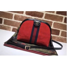 Gucci 499621 Ophidia shoulder hibiscus red suede bags