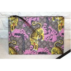 Gucci 452361 GG Supreme Pouch Clutch Bag Bengal Pink