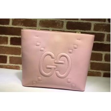 Gucci 453561 Embossed GG Leather Tote Bags Pink