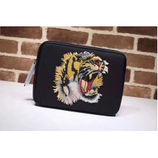 Gucci 473883 Tiger Embroidery Techno Canvas Tablet Case Black