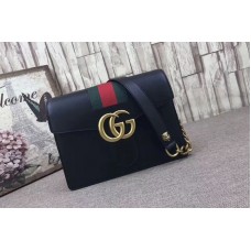 Gucci 476468 GG Marmont Leather Shoulder Bags Black