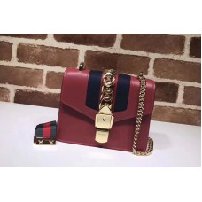 Gucci 431666 Sylvie Leather mini Chain Bag Red