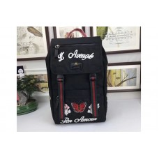 Gucci 450982 Embroidered technical canvas backpack Black