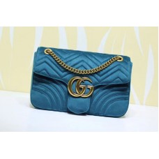 Gucci 443496 GG Marmont Velvet Shoulder Bags Blue