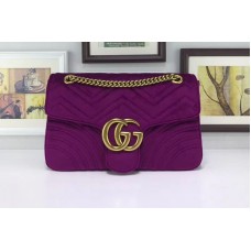 Gucci 443496 GG Marmont Velvet Shoulder Bags Purple