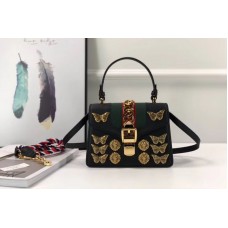 Gucci 470270 Sylvie Animal Studs Leather Mini Bag Black