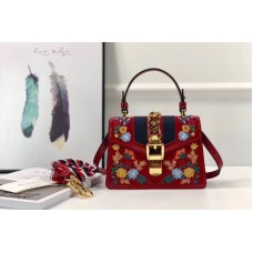 Gucci 470270 Sylvie Embroidered Mini Bag Red