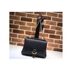 Gucci 510302 Interlocking GG Leather Crossbody Bags Black