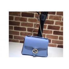 Gucci 510302 Interlocking GG Leather Crossbody Bags Light Blue