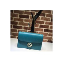 Gucci 510303 Interlocking GG Leather Crossbody Bags Blue