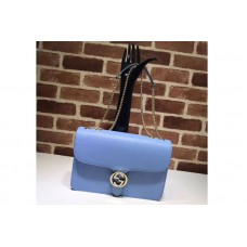 Gucci 510303 Interlocking GG Leather Crossbody Bags Light Blue