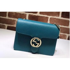 Gucci 510304 Interlocking GG Leather Crossbody Bag Blue