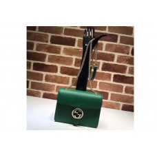 Gucci 510304 Interlocking GG Leather Crossbody Bag Green