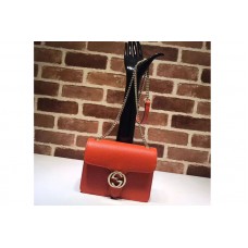 Gucci 510304 Interlocking GG Leather Crossbody Bag Orange