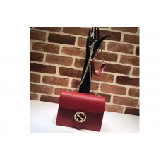 Gucci 510304 Interlocking GG Leather Crossbody Bag Red